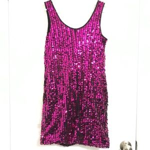 NWT Vintage Jolie SEARS Sequin Mini Shift Dress Size 10 Magenta Formal Party